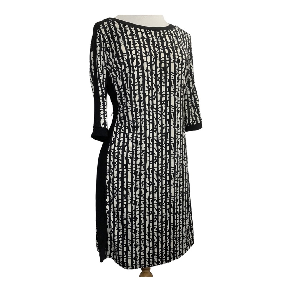 Emma & Michele Shift Dress Black & White Patterned 3/4 Sleeve US Med UK 12-14 - Picture 6 of 13